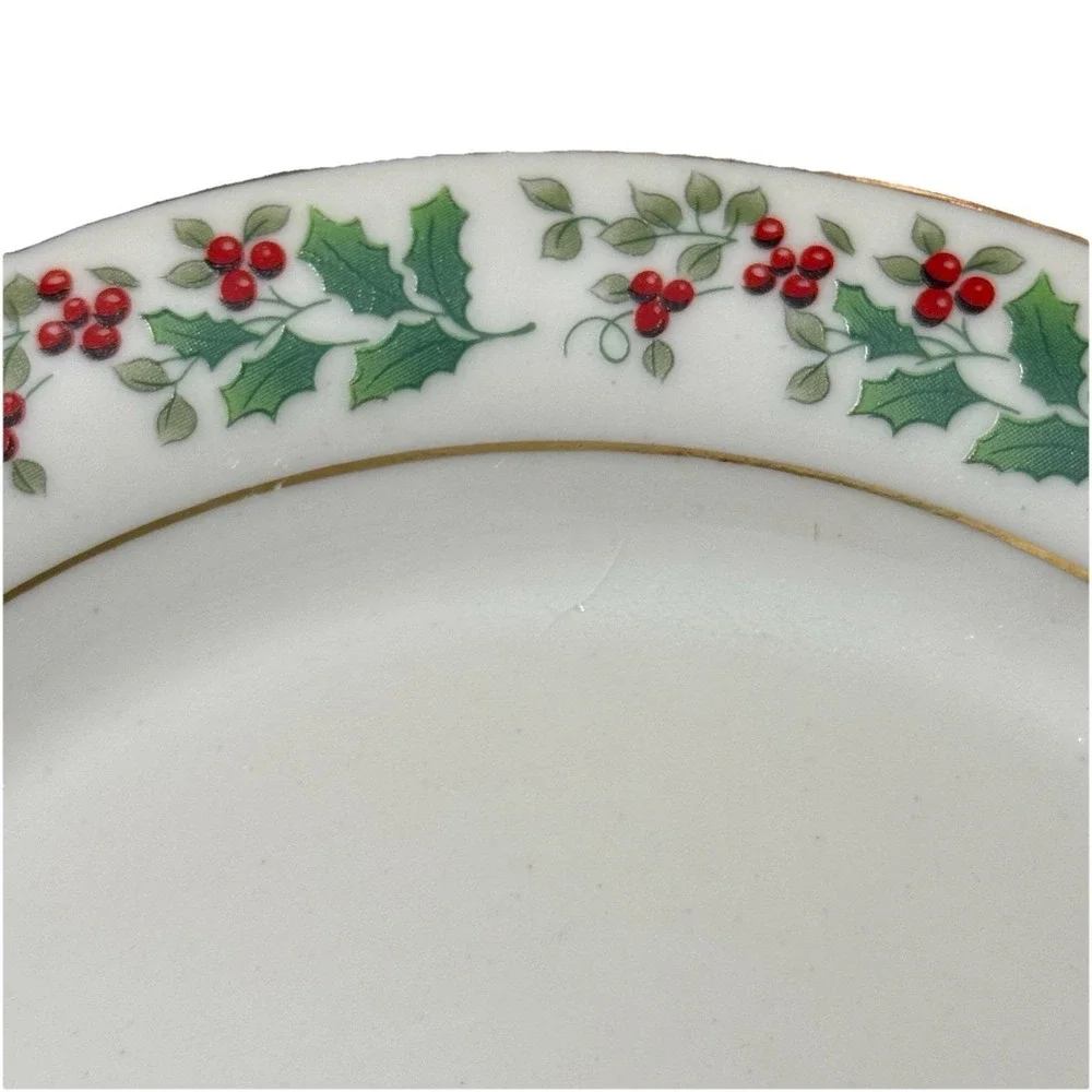 Gibson Holly Berries Bread Dessert Plates Set of 4 Christmas Holiday‎ China 7